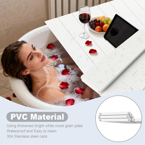 Badewannenabdeckung 170x75cm, Badewannenabdeckungen Belastbar 6kg, Faltbare Badewanne Abdeckung Wasserdicht Staubdicht Dämmplatte, Weiß