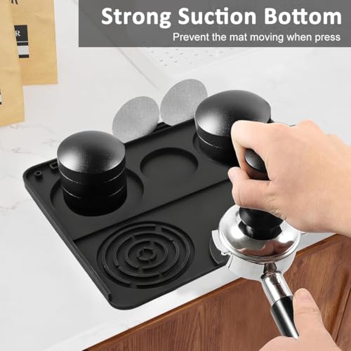 Image of Supvox Silicone Coffee Machine Mat, 9.8x7.8'' Heat-Resistant, Non-Slip Countertop Protector Cup Coffee Tamper Organizer Tray Mat for Espresso, Coffee Makers, and Small Appliances