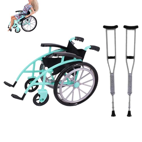 NASSMOSSE Juego de muletas para Silla de Ruedas, Juguete en Miniatura Realista, Silla de Ruedas para Juego, Accesorio para casa de muñecas, 1