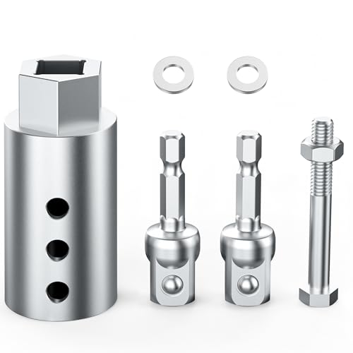 Heavy Duty Trailer Jack Drill Adapter with Cordless Drill 1/2 to 1 Stainless Steel Socket Adapter Fits Any 1 Drive On Trailer Jack