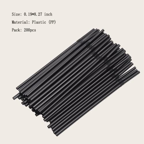 Pitillos desechables flexibles negros 200 pack 21 cm miniatura 2