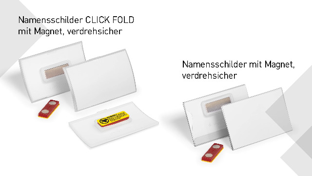 DURABLE Namensschild CLICK FOLD 40x75 Mm Mit Magnet - Verdrehsicher, 10 Stück Transparent