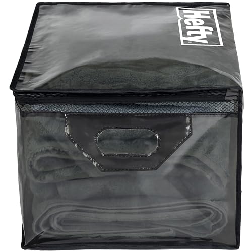 Hefty Large Flexible Tote with Breathable Mesh, Double Zipper, 2 Handles – Ideal for Moving or Clothes & Apparel Storage, Alternative to Plastic Bin, Organizer or Container – 2 Pack - image 7