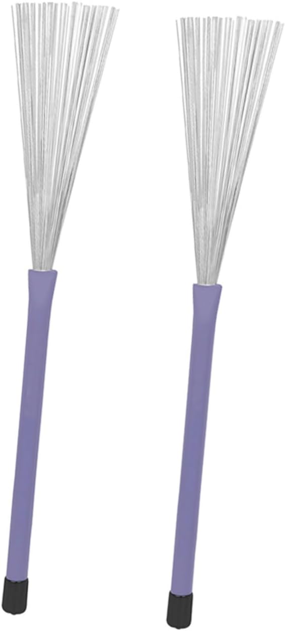 1 Pair Telescopic Steel Drum Brush for Percussion Instruments Non Slip Handle for Jazz and Cajon Drums Convenient Storage with Hook Design