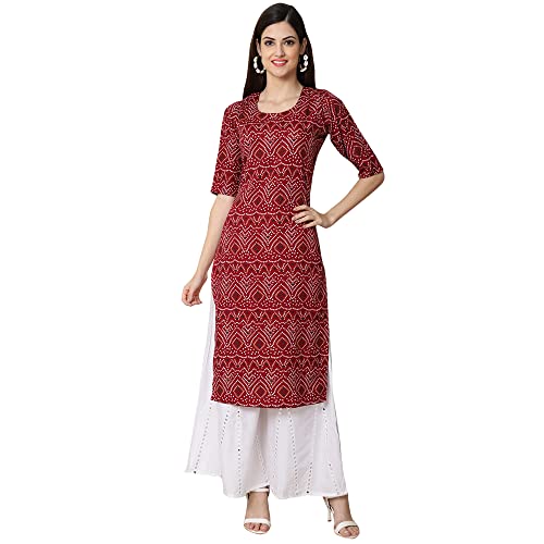 Image of Pinkmint Women's Crepe Grey Color Floral Printed Straight Kurti[NB-530357]