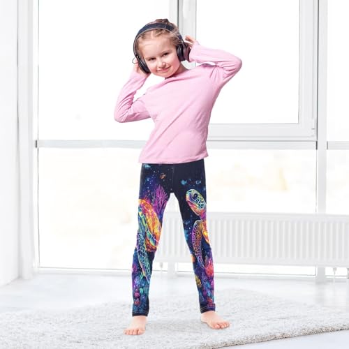 Sea Turtle Ccoral Reef and Fish Girls Casual Leggings for Kids Printed Long Pant Bottoms Stretch and Soft4