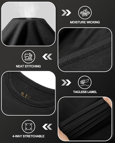 Men's Thermal Shirt 1/2/4 Pcs Fleece Lined Long Sleeve Tops Athletic Base Layer Long John Shirts for Men4