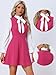 Allegra K Tie Neck Dresses for Women's 1960s Vintage Long Sleeve Contrast Color Dress X-Small Hot Pink