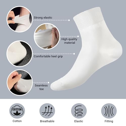Ori Charm Men’s Cotton Ankle Socks - Seamless Toe & Heel, Moisture - Wicking, US Size 6-10, 10 Pairs (Neutral Colors) for All Seasons2