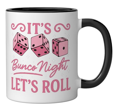 Taza cerámica It's Bunco Night Let's Roll negra/blanca miniatura 2