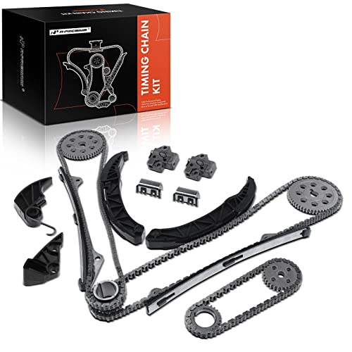 A-Premium Engine Timing Chain Kit W/Tensioner & Guide [fits DOHC, 6Cyl 3.3L 3.5L 3.8L] Compatible with Hyundai & Kia Vehicles, fit Azera 06-11, Santa Fe 07-12, Sonata, Sedona, Sorento 07-13 & More