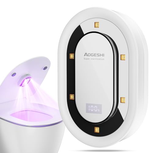 AOGESHI UV-C Toilet Lid Sanitizer Hands-Free 99-Second Auto Cycle Helps Sanitize & Reduce Odors No Harsh Chemicals 180 Coverage 2000mAh Rechargeable Battery USB-C Fast Charging