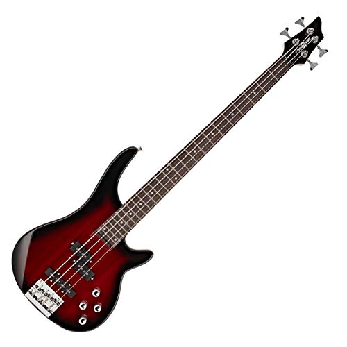 Guitare Basse Electrique 4 Cordes Chicago par Gear4music Trans Red Burst