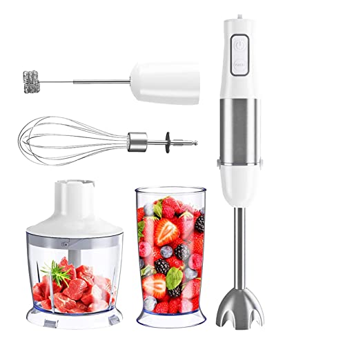 Batidora de Mano, Batidora de Mano Multifunción 5 en 1 1000 W 6 Velocidades y Modo Turbo, con Vaso Picador de 500ml, Espumador de Leche, Vaso Medidor de 600ml y Batidor de Huevo, Libre de BPA Cover