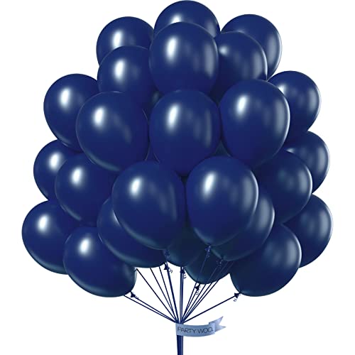 PartyWoo Blue Balloons 50 pcs 12 Inch Navy Blue Balloons Pearl Balloons, Party Balloons, Latex Balloons, Balloons for Kids, Party Decorations, Birthday Party