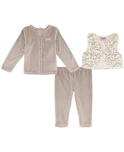 Image of Juicy Couture Girls' 3 Piece Faux Fur Vest Set