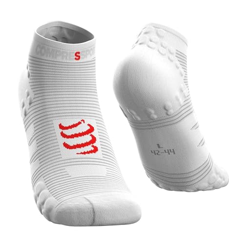 COMPRESSPORT Homme Pro Racing Socks V3.0 Low Chaussette Running, Blanc, 42-44 EU