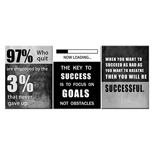 Inspirational Wall Art Success Motivational Poster Canvas Paintings 3 Pieces Picture Prints Artwork For Living Room Wall Decor Decoration Wooden Framed Ready To Hang [36''Wx 16''H] #TOP4