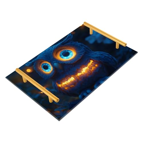 NFMILI Cute Owl Vanity Tray Rectangle Acrylic Bathroom Tray Serving Trays for Centerpieces Modern Home Decor for Kitchen Bathroom Bedroom Living Room 7.9 × 11.8 in