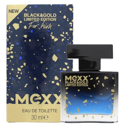 Mexx Black & Gold Limited Edition Man Eau de Toilette   Perfume afrutado y amaderado para hombre, 30 ml