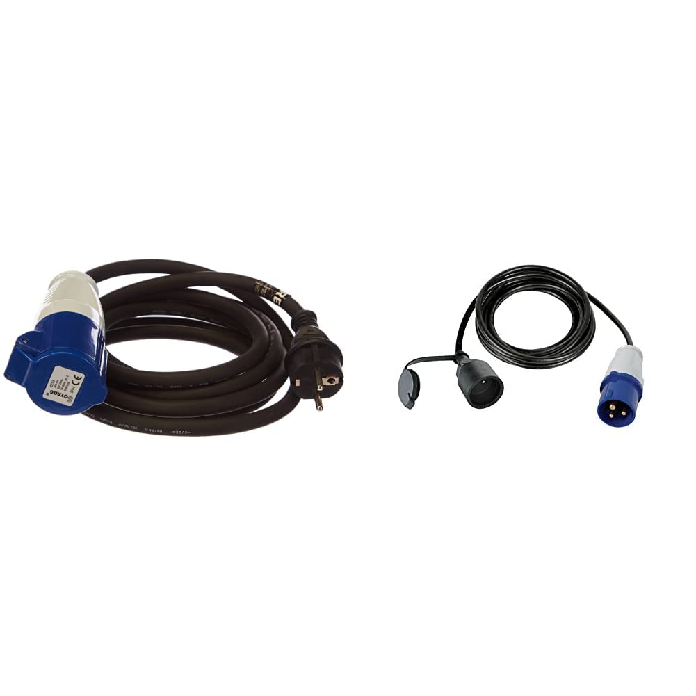 Perel CÂBLE Adaptateur avec FICHE SCHUKO vers Prise CEE - 3 m & ECEEC3M-3 Câble Adaptateur Mâle vers Prise Cee-3m, Multicolore
