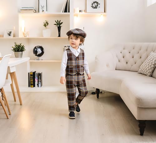 Image of Baby Boys' 4-Piece Vest Set with Dress Shirt, Vest, Pants, and Tie