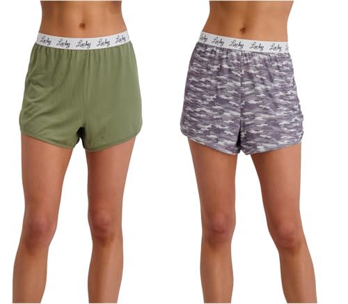 Image of Lucky Brand Women's Pajama Bottoms - Ultra-Soft 2 Pack Sleep and Lounge Sweat Shorts, Cortos de Pijama para Mujer