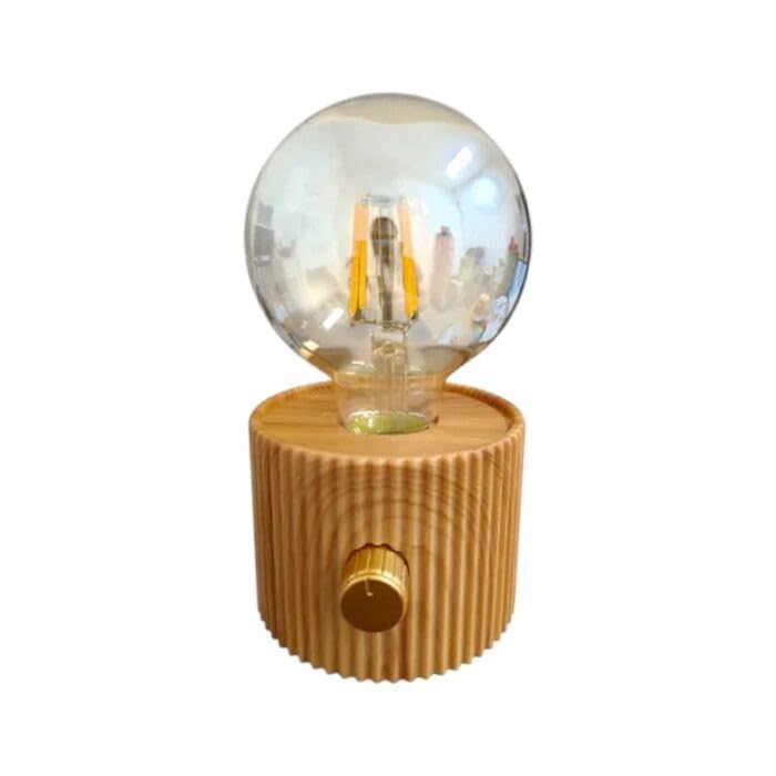 Image of Vintage LED Edison Bulb Table Lamp with Wooden Base & Dimmer | Warm Ambient Light for Home Decor, Diwali Gifts, Christmas Lighting & Bedroom Decoration