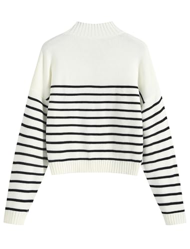 Image of ZAFUL Women's Cropped Turtleneck Sweater Lantern Sleeve Ribbed Knit Pullover Sweater Jumper