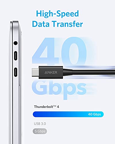Anker Thunderbolt 4 Cable 2.3 Ft, Supports 8K Display / 40Gbps Data Transfer / 100W Charging Usb C To Usb C Cable, For Type-C Macbooks, Ipad Pro, Hub, Docking, And More (Intel Thunderbolt Certified) #TOP3