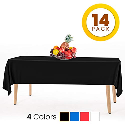 HSGUS 14 Pack Black Plastic Tablecloth - 54 x 108 in. Rectangle Disposable