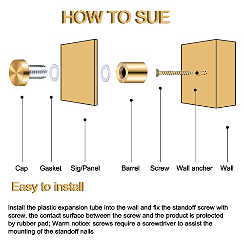 Image of 8 Sets Standoff Screws for Acrylic, Stainless Steel, 3 /4 x 1 Inch
