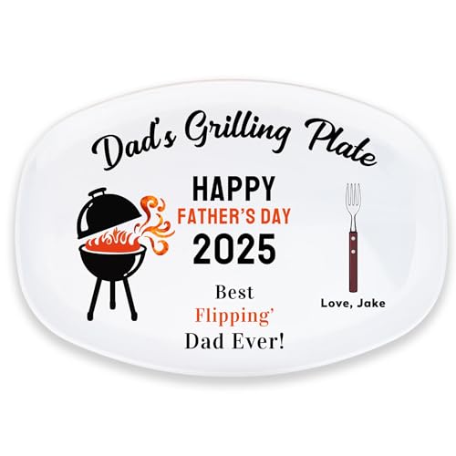 Custom Dad The Grill Master Plate With Kids Name For