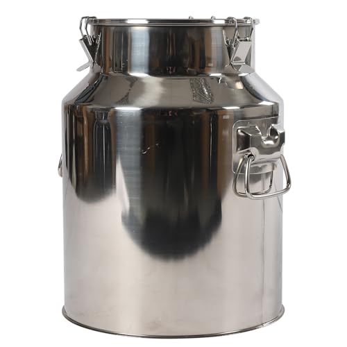 Jarra de leche de acero inoxidable de 28 litros, jarra de leche, recipiente hermético, base elevada y anillo interior, para el almacenamiento de agua, leche, vino, queso