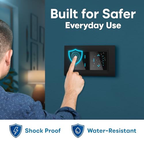 Image of HomeMate Basics Non-Smart 4 Gang Touch Switch | On /Off Touch Control | No App Required | Elegant Touch Switches for Home and Office - Black