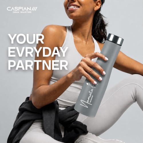 Image of Caspian Aqua Customised Stainless Steel Water Bottle 1L, G Goose with Logo Print - Personalised Water Bottle with Your Name Print for Kids Boys Girls School Office Gym- Perfect for Corporate Gifting