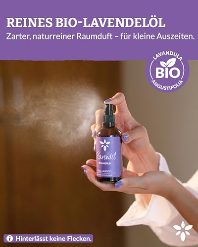 Heldengrün® Lavendelspray 'Gute Nacht' [BIO-LAVENDELÖL] Dermatologisch getestet - Lavendelspray für Kopfkissen - Blumig & frisch - Lavendel Kissenspray & Raumspray