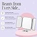 Danielle Creations 3-Way Foldable Travel Makeup Mirror with Built in Stand and Handle, Silver