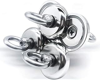 FINDMAG 4 Pack Magnetic Hooks, 40 lb Magnetic Hooks Heavy Duty, Super Strong Neodymium Magnet Hooks with Countersunk Hole Eyebolt, Magnet with Hooks for Home Kitchen Workplace Office and Garage