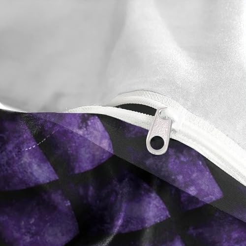 Housse de couette 200x200 roses violettes lit double microfibre résistante 3D - 8