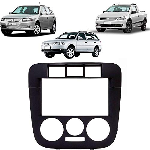 Moldura Painel 2 Din Vw Gol Parati Saveiro G4 Preta com Suporte