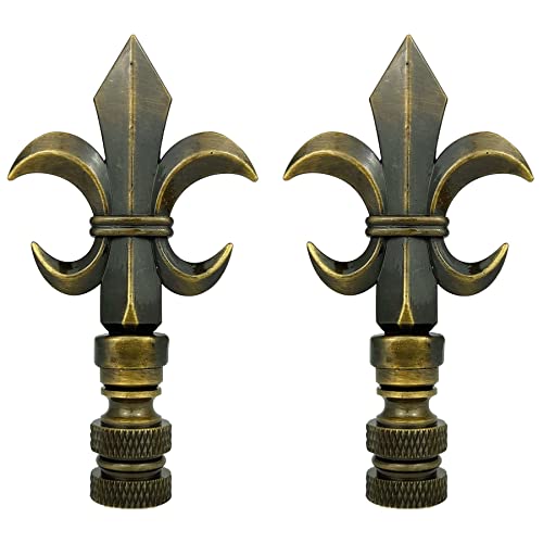 Image of Royal Designs, Inc. Fleur De Lis Finial for Lamp Shade, Antique Brass - Pack of 2
