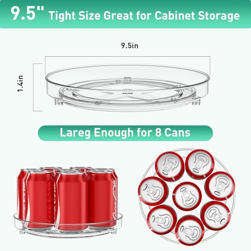 Image of Transparent Rotating Rack - 360 Turntable Organizer Tray for Kitchen, Pantry, Bathroom, Makeup & Fridge | Clear Lazy Susan for Spices, Condiments & Skincare Storage (U-2)