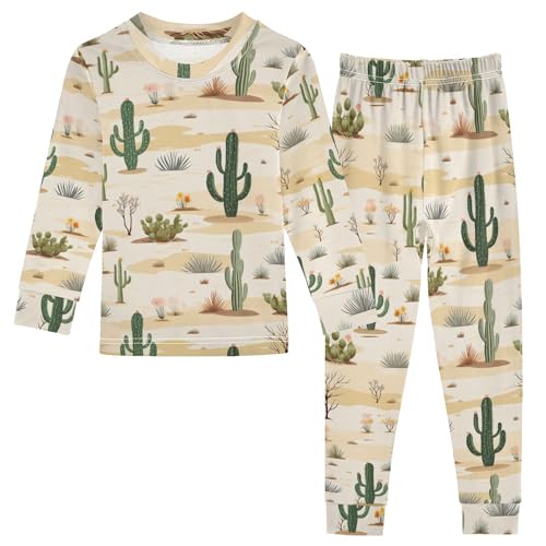SPRIPORT Wilderness Cactus Soft Comfy Pajama Set Cotton 2 Piece Pjs Set Long Sleeve Top and Pants Sleepwear 4T Multicolor