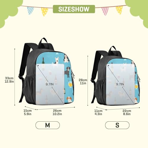 Cartoon Dogs Blue Kids Backpack for Girls Boys Kindergarten School Backpack for Toddler Kids School Bookbag Age 3-62