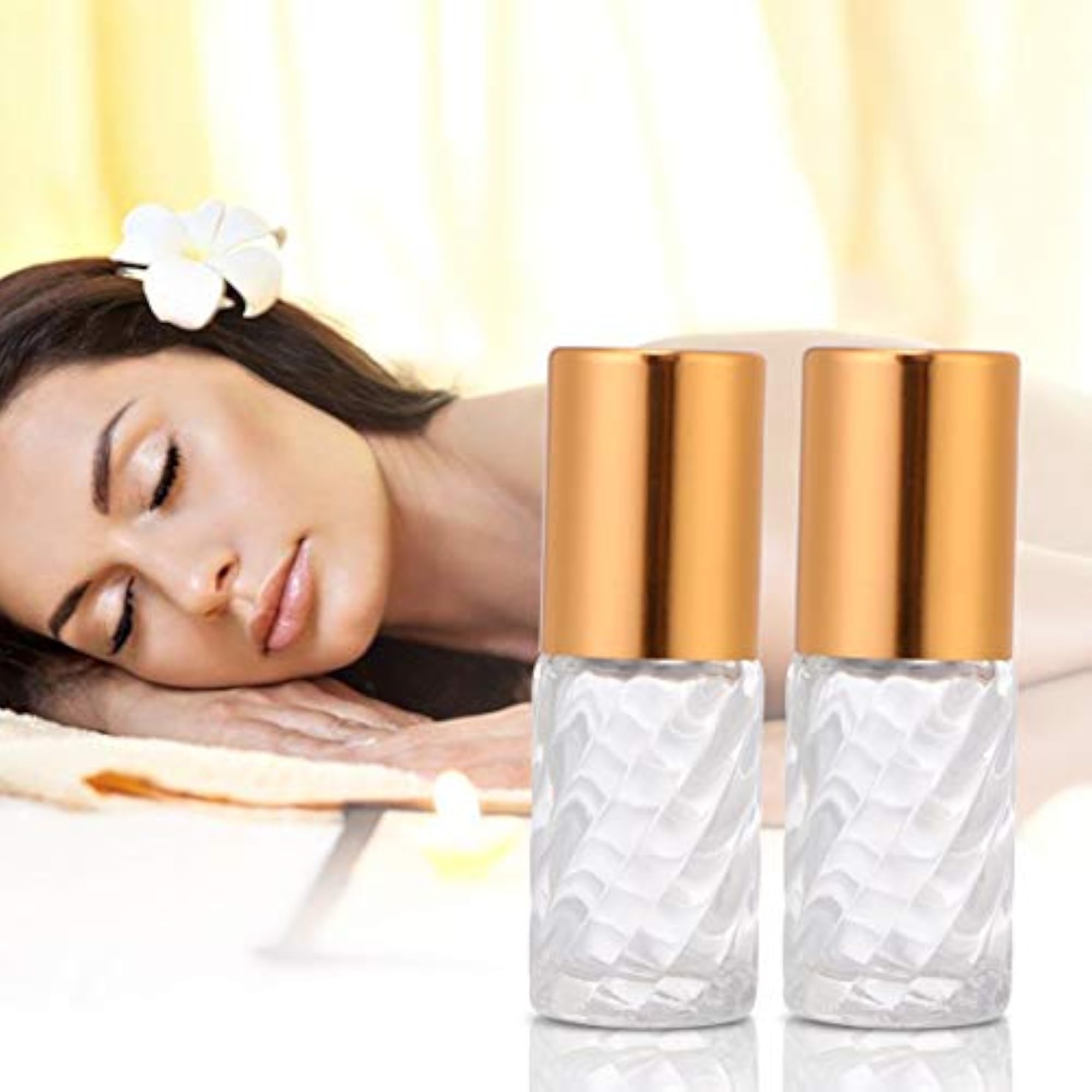 10pcs Glass Essential Oil Roller Bottles Refillable 5ml