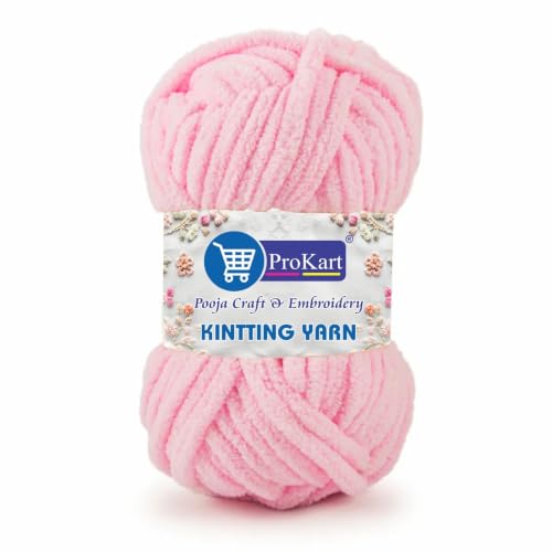 Image of ProKart Premium Blankie Wool, Plush & Cuddly, Supersoft Hand Knitting Wool Ball | Blanket Thick /Mottu Yarn Ball Suitable for Hand Knitting and Crocheting for Baby, (Light Pink-BLK011, 100gms x 1 Pack)