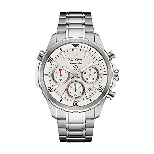 Bulova Marine Star Chronograph Mens Watch, Stainless Steel , Silver-Tone (Model: 96B255)