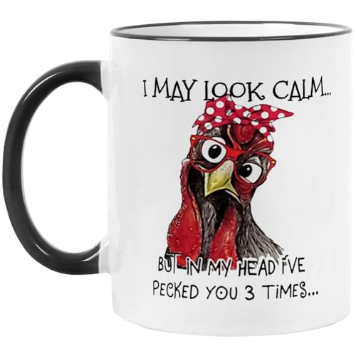 Fatbaby-Funny-Chicken-Rooster-Gift-Mug-for-FarmerFarmhouse-Chicken-Lover-Mug-for-WomenI-May-Look-Calm-But-In-My-Head-Ive-Pecked-You-3-Times-Ceramic-Coffee-Cup-11OZ Fatbaby Funny Chicken Rooster Gift Mug for FarmerFarmhouse Chicken Lover Mug for WomenI May Look Calm But In My Head Ive Pecked You 3 Times Ceramic Coffee Cup 11OZ