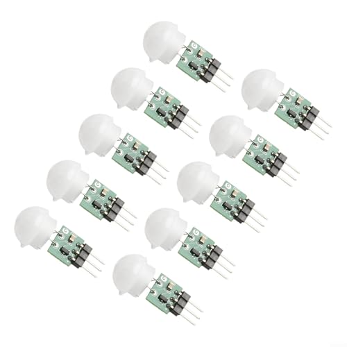 Contenuto della confezione: riceverai 10 sensori PIR. Il materiale dell'obiettivo è realizzato con lenti piccole e le dimensioni del modulo sono di circa 26 mm di lunghezza e 13 mm di diametro della lampada.